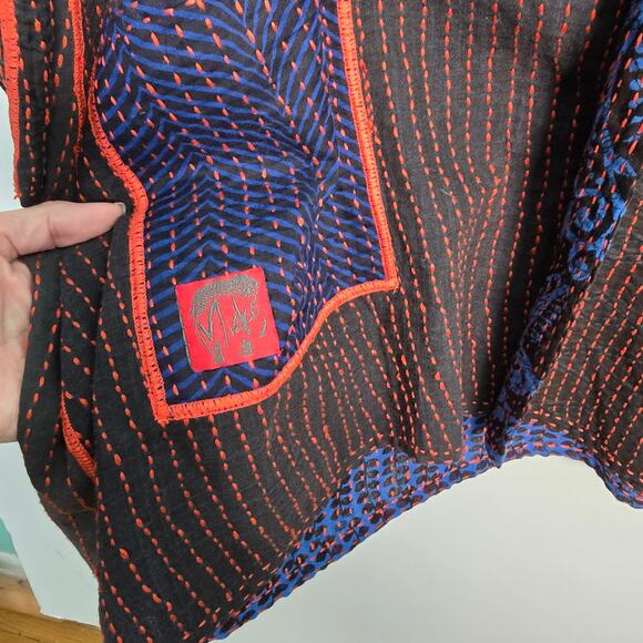 Mieko Mintz Short Kantha Open Kimono Jacket Reversible Lagenlook OS - Picture 5 of 8